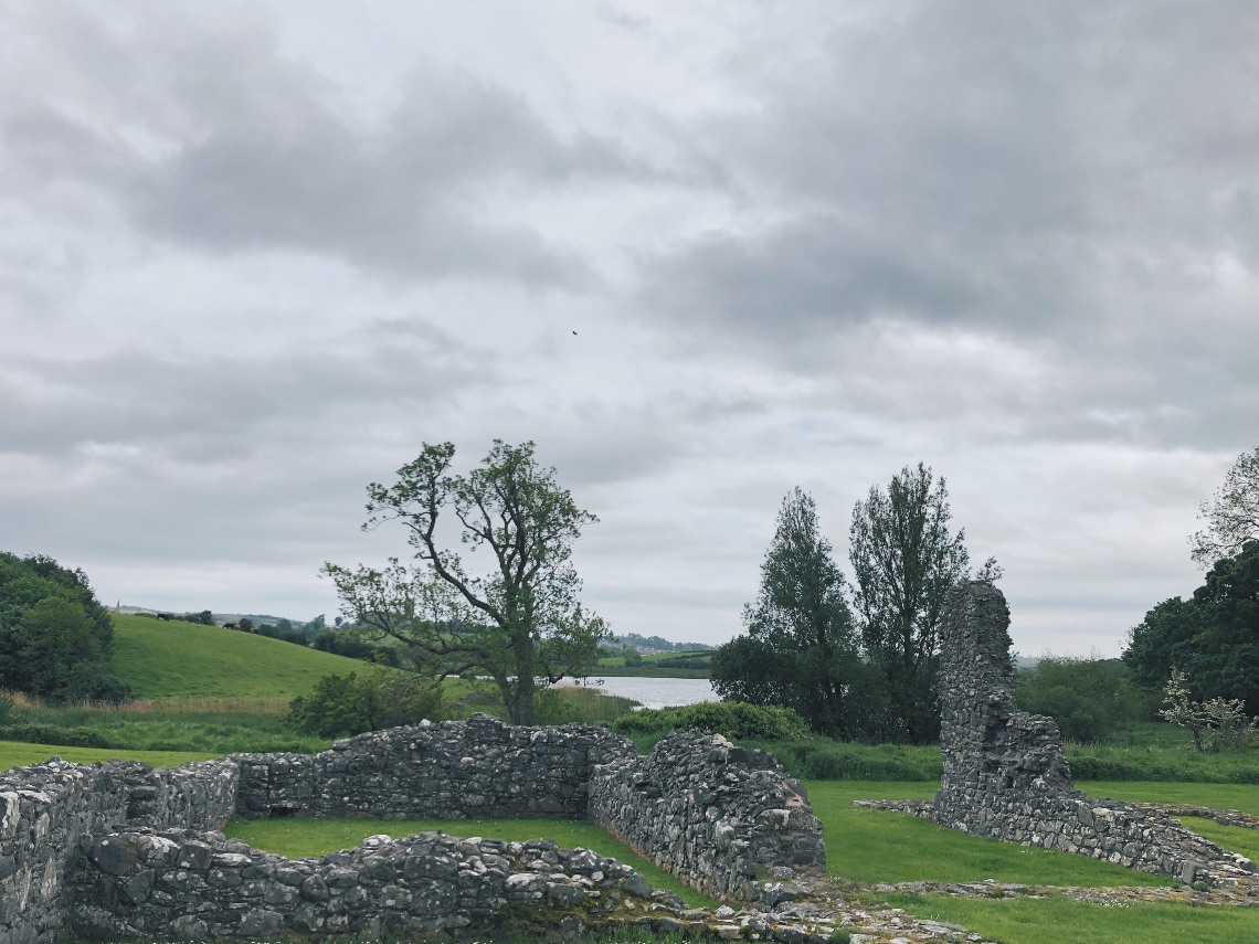 Inch Abbey ruins with views of River Quoile